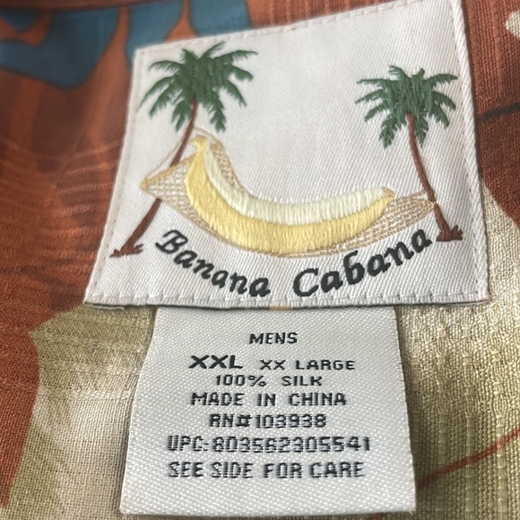 Banana Cabana top Hawaiian shirt button down 100% silk - Picture 6 of 6